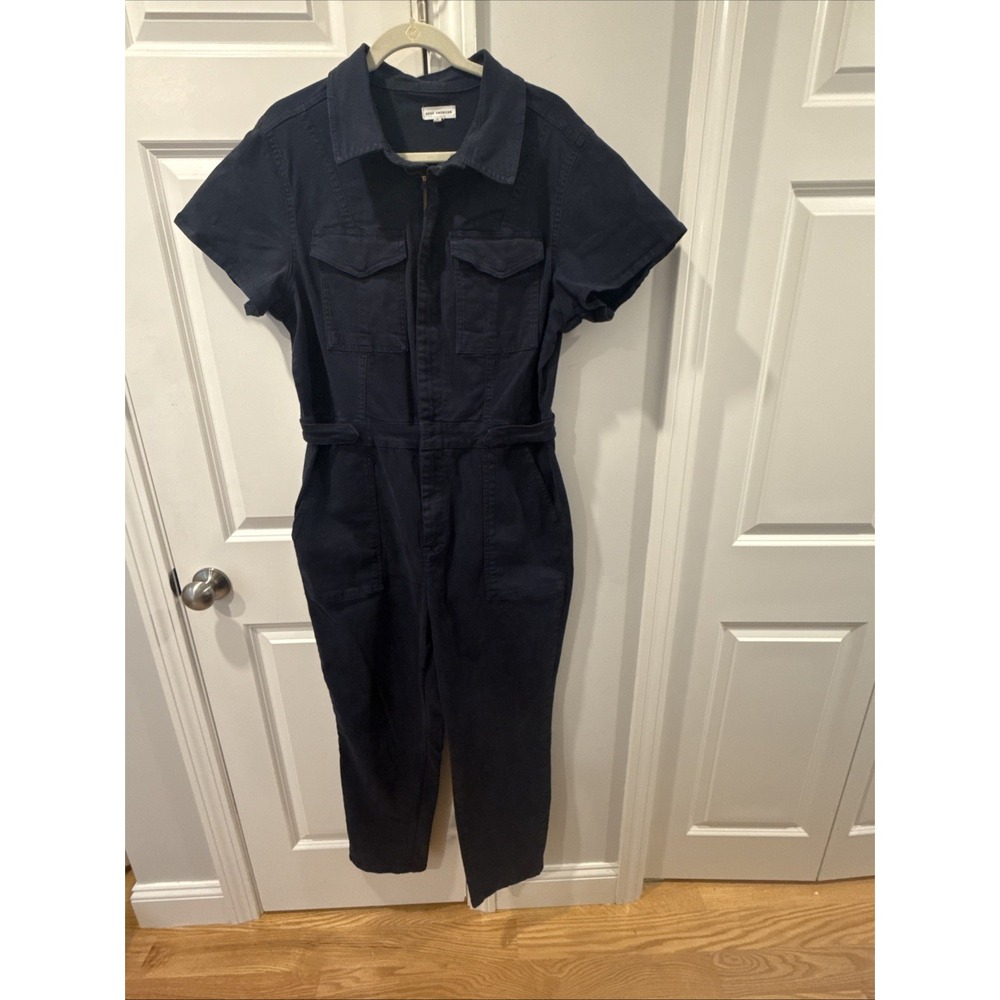 Good American Jumpsuit Womens Size 5 Fit For Success Navy‎ Blue Denim Overall